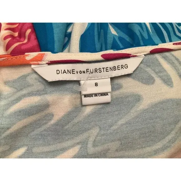 DIANE von FURSTENBERG ”KADEN” KNIT SILK FLORAL PRINT OVER THE HEAD STYLE DRESS 8 - Picture 6 of 11